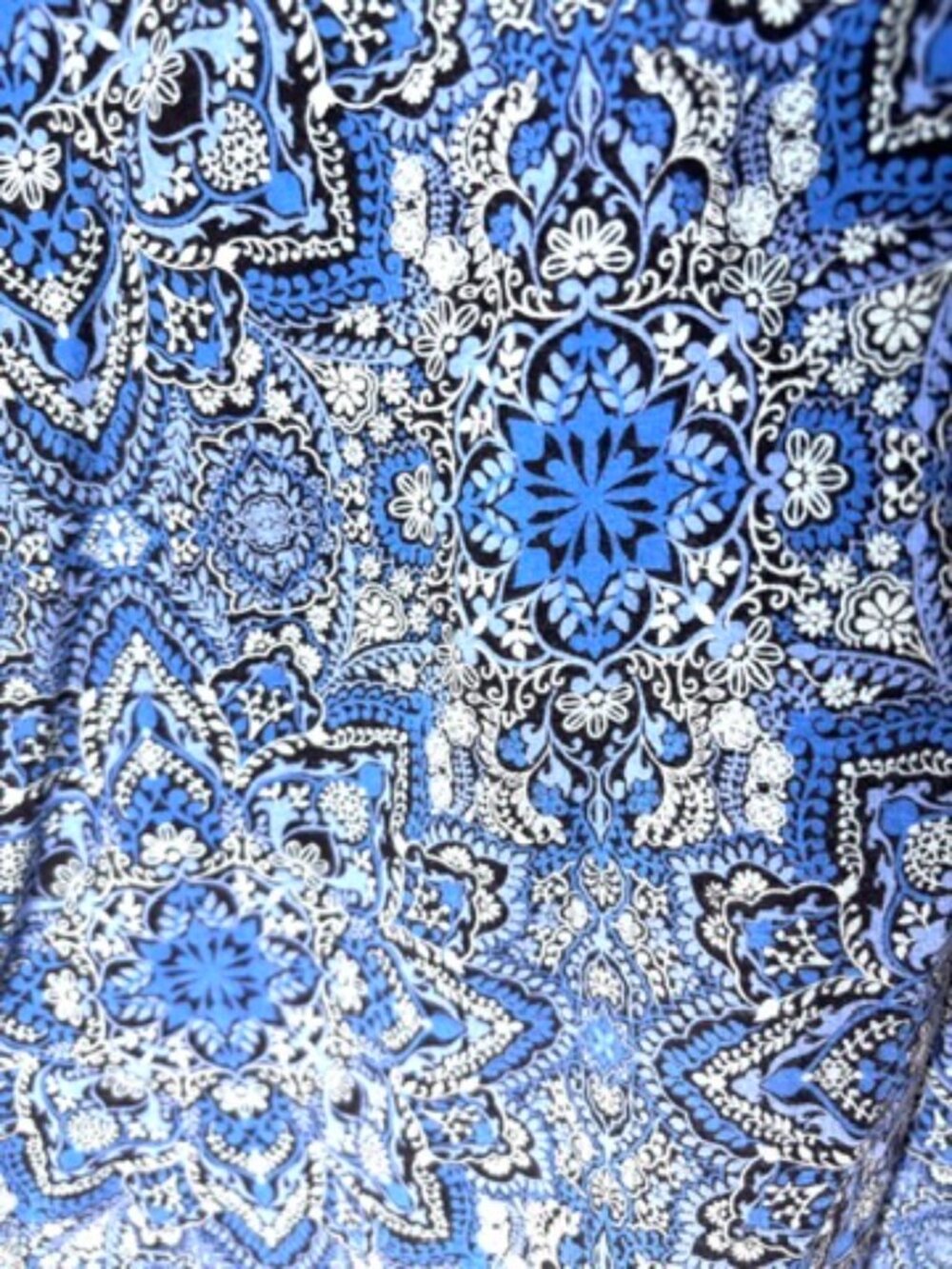 J. Jill Blue Paisley Print Scoop Neck Top 3/4 Sleeve Knit Blouse M - Picture 3 of 4